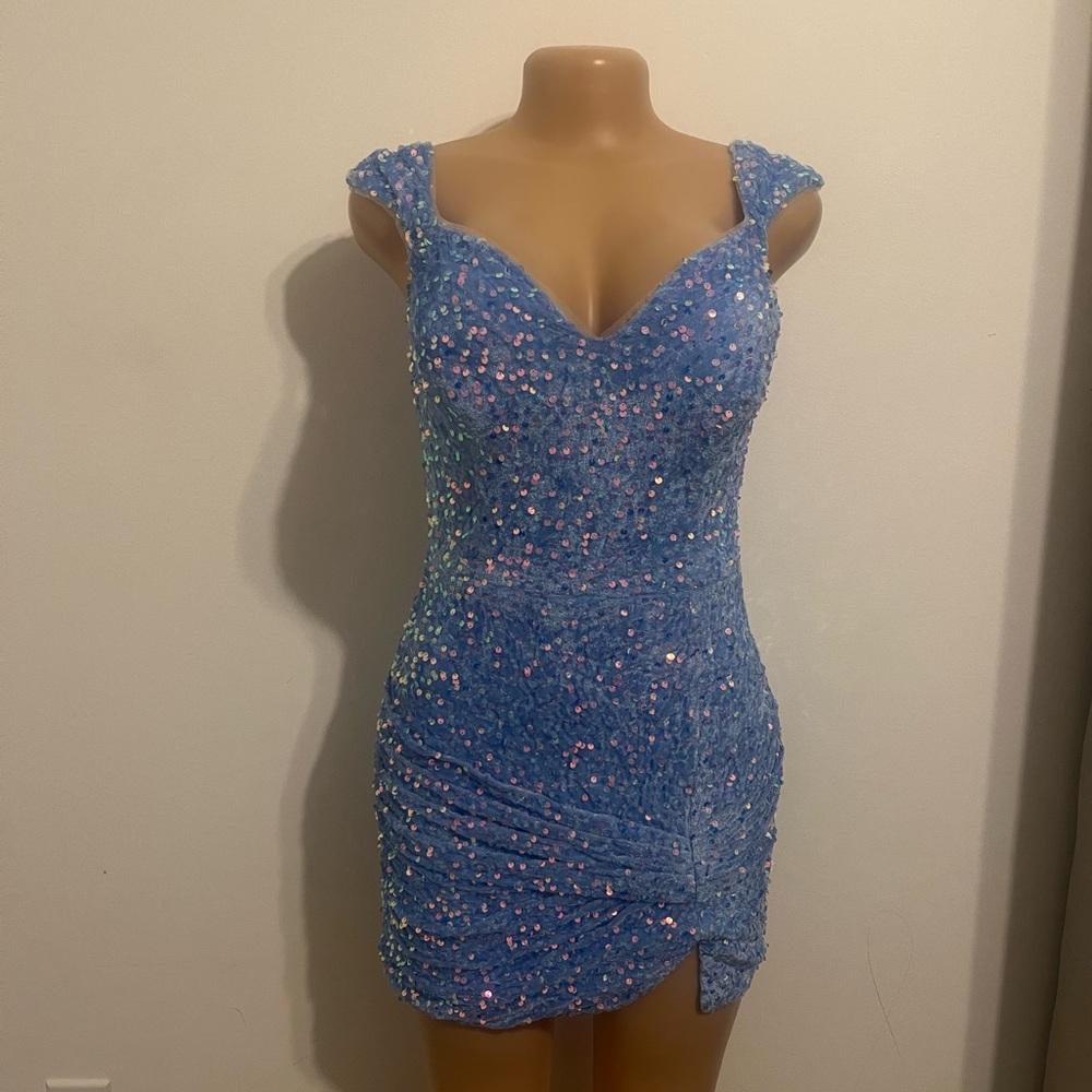 Elegant Blue Sequin Dress